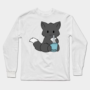 Bubble Tea Black Fox Long Sleeve T-Shirt